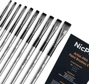 10 PCS Flat Paint Brush Set, Art Painting Brushes for Acrylic, Watercolor, Oil, Gouache, Craft, Detail, Face Body Painting, Base Coating, Artist Paintbrush Kit for Kid & Adult 10 PCS Flat Paint Brush Set, Art Painting Brushes for Acrylic, Watercolor, Oil, Gouache, Craft, Detail, Face Body Painting, Base Coating, Artist Paintbrush Kit for Kid & Adult