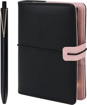 Mini A7 Budget Planner Binder, 6-Ring Refillable Notebook Cover | Aesthetic black PU leather loose leaf organizer with zipper pocket & pen. Portable folder notebook for budgeting and planning Mini A7 Budget Planner Binder, 6-Ring Refillable Notebook Cover | Aesthetic black PU leather loose leaf organizer with zipper pocket & pen. Portable folder notebook for budgeting and planning