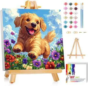 Dog Paint by Numbers Kit for Kids with Frame - Cute Dog Paint by Number for Kids, Kid Painting by Number Kits Age 8-12 for Home Wall Decor 8X8inch (with Wooden Easel) Dog Paint by Numbers Kit for Kids with Frame - Cute Dog Paint by Number for Kids, Kid Painting by Number Kits Age 8-12 for Home Wall Decor 8X8inch (with Wooden Easel)