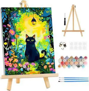 Kitten in the Forest Framed Canvas Paint by Numbers Art Kit for Adults and Kids, Beginner Acrylic Oil Painting Supplies with Wooden Frame for Home Wall Decor 20 * 30 cm/8 * 12 in Kitten in the Forest Framed Canvas Paint by Numbers Art Kit for Adults and Kids, Beginner Acrylic Oil Painting Supplies with Wooden Frame for Home Wall Decor 20 * 30 cm/8 * 12 in