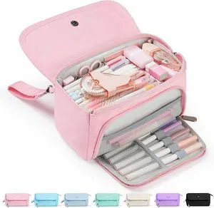 Super Large Pencil Case, Big Capacity Pencil Bag with 3 Compartments | Hold 200 pencils, Cute Pencil Pouch with Zipper, Portable Stationery Pen Bag, Aesthetic School Supplies For Girls, Pink Super Large Pencil Case, Big Capacity Pencil Bag with 3 Compartments | Hold 200 pencils, Cute Pencil Pouch with Zipper, Portable Stationery Pen Bag, Aesthetic School Supplies For Girls, Pink
