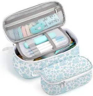 Large Capacity Pencil Case Portable Pencil Pouch Bag School Supplies for College Students Adults(Blue Flowers) Large Capacity Pencil Case Portable Pencil Pouch Bag School Supplies for College Students Adults(Blue Flowers)