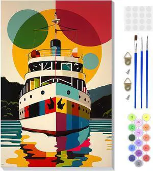 Framed Paint by Numbers Kit for Adults, Boat DIY Paint by Number Kits on Canvas, Easy Boat Painting by Numbers for Home Wall Decor Gift 8x12 Inch Framed Paint by Numbers Kit for Adults, Boat DIY Paint by Number Kits on Canvas, Easy Boat Painting by Numbers for Home Wall Decor Gift 8x12 Inch