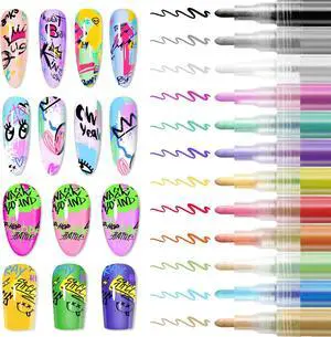 12 Colors Nail Art Pens Set 3D Acrylic Paint Markers | Quick Drying Nail Polish Pens, Nail Art Pens for Painting Nails, Long Lasting Color Nail Art Kit for Salon and Home DIY 12 Colors Nail Art Pens Set 3D Acrylic Paint Markers | Quick Drying Nail Polish Pens, Nail Art Pens for Painting Nails, Long Lasting Color Nail Art Kit for Salon and Home DIY