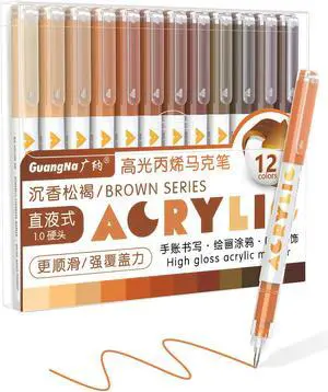 Brown Acrylic Gel Pens 12 Color, Colored Pens for Journaling, Coloring Books, Calligraphy, Note Taking & DIY Crafts, RollerBall Pen Tip Brown Acrylic Gel Pens 12 Color, Colored Pens for Journaling, Coloring Books, Calligraphy, Note Taking & DIY Crafts, RollerBall Pen Tip