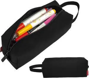 Pencil Case Pouch - Water Resistant Pencil Pouch Portable Pencil Bag Simple Office Stationery Pouch with Handle Back to School Supplies - Black Pencil Case Pouch - Water Resistant Pencil Pouch Portable Pencil Bag Simple Office Stationery Pouch with Handle Back to School Supplies - Black
