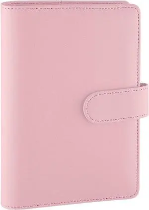 A6 PU Leather Notebook Binder 6 Ring Refillable Budget Binder Cover for A6 Refill Paper, Loose Leaf Personal Planner Organizer with Magnetic Buckle for School, Office, Travel & Photocard, Pink A6 PU Leather Notebook Binder 6 Ring Refillable Budget Binder Cover for A6 Refill Paper, Loose Leaf Personal Planner Organizer with Magnetic Buckle for School, Office, Travel & Photocard, Pink