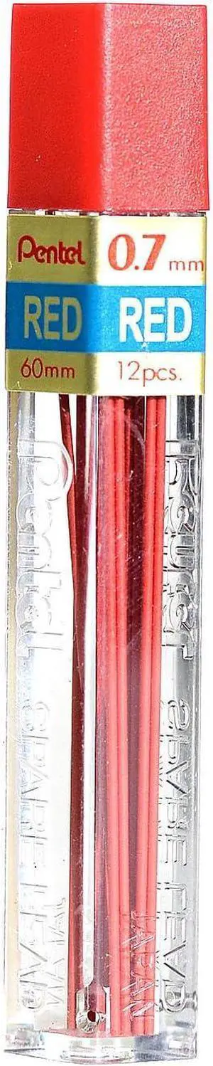2 Tubes PENTEL Super Hi-Polymer Lead 0.7 mm RED 2 Tubes PENTEL Super Hi-Polymer Lead 0.7 mm RED