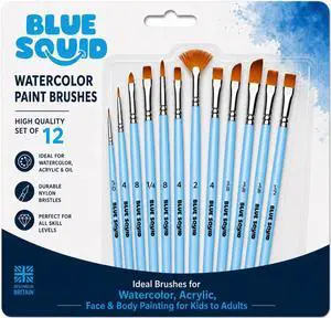 Watercolor Paint Brushes Set of 12 - Professional Artist Brush Set with Soft Synthetic Nylon Bristles - Art Brushes Ideal for Watercolor, Acrylic, Face & Body Painting for Kids to Adults Watercolor Paint Brushes Set of 12 - Professional Artist Brush Set with Soft Synthetic Nylon Bristles - Art Brushes Ideal for Watercolor, Acrylic, Face & Body Painting for Kids to Adults