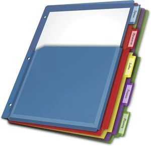 Expanding Plastic Binder Dividers, Flexible Front Pockets Expand 1/4", 5-Tab, Insertable Multicolor Tabs, Letter Size, 1 Set (84012CB) Expanding Plastic Binder Dividers, Flexible Front Pockets Expand 1/4", 5-Tab, Insertable Multicolor Tabs, Letter Size, 1 Set (84012CB)