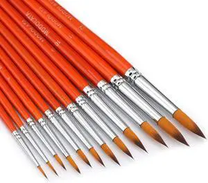 Watercolor Paint Brushes Set - 12Pcs Round Pointed Painting Brush for Acrylic, Gouache, Oil, Artist, Miniature, Model - Short Handle Watercolor Paint Brushes Set - 12Pcs Round Pointed Painting Brush for Acrylic, Gouache, Oil, Artist, Miniature, Model - Short Handle