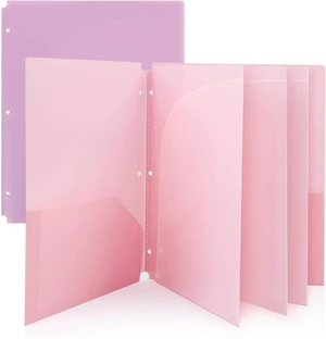 Pocket Folders, 2 Pockets and 3 Dividers, Letter Size Fits 3-Ring Binders School Folders for Students & Office Use Pink & Purple Pocket Folders, 2 Pockets and 3 Dividers, Letter Size Fits 3-Ring Binders School Folders for Students & Office Use Pink & Purple