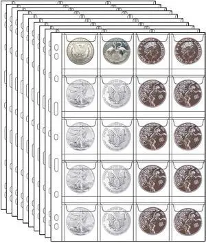 10 Sheets Coin Collection Pages,Coin Binder Inserts Sleeves with 9 Hole for Coin Album,Collecting Binder Protectors for Silver Dollar Bill Quarters Penny Stamp Currency(20 Pockets) 10 Sheets Coin Collection Pages,Coin Binder Inserts Sleeves with 9 Hole for Coin Album,Collecting Binder Protectors for Silver Dollar Bill Quarters Penny Stamp Currency(20 Pockets)