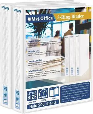 1 Inch Binders 3 Ring, 2 Pack White 3 Ring Binder 1 Inch 1 Inch Binders 3 Ring, 2 Pack White 3 Ring Binder 1 Inch