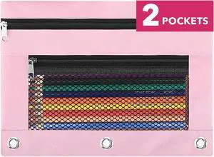 Pencil Pouch 3 Ring Binder: 3 Ring Binder Pencil Case Bag Zipper Pencil Pouch Bulk Holder Accessories Clear Window Pencil Case Aesthetic Pencil Organizer Pockets (Pink, 1), 3RB-muti Pencil Pouch 3 Ring Binder: 3 Ring Binder Pencil Case Bag Zipper Pencil Pouch Bulk Holder Accessories Clear Window Pencil Case Aesthetic Pencil Organizer Pockets (Pink, 1), 3RB-muti