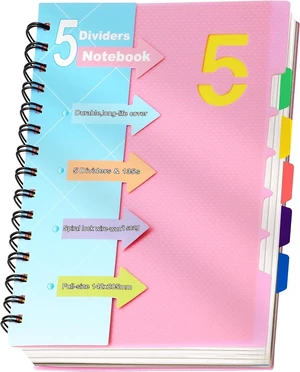 5 Subject Notebook, Small Spiral Notebook with Tabs, 6'' x 8'' | Removable Dividers, 180° lay-flat, Portable, College Ruled, 240 Pages Note book, for School Work, Pink 5 Subject Notebook, Small Spiral Notebook with Tabs, 6'' x 8'' | Removable Dividers, 180° lay-flat, Portable, College Ruled, 240 Pages Note book, for School Work, Pink