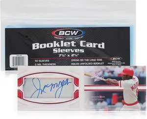 Booklet Card Sleeves - 50 Pack | Crystal Clear Polypropylene Sleeves for Ultimate Preservation and Display | 7 3/8 x 2 5/8 Inches | Acid-Free Protection for Trading Card Booklets Booklet Card Sleeves - 50 Pack | Crystal Clear Polypropylene Sleeves for Ultimate Preservation and Display | 7 3/8 x 2 5/8 Inches | Acid-Free Protection for Trading Card Booklets