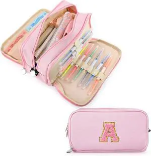 Cute Pencil Case Pouch For Girl Boy Kids Personalized Initial Pencil Bag | Extra Large Capacity 3 Compartment,Preppy Aesthetic Big Pen Case Pouch Crayon Marker Bag For College School Gift Cute Pencil Case Pouch For Girl Boy Kids Personalized Initial Pencil Bag | Extra Large Capacity 3 Compartment,Preppy Aesthetic Big Pen Case Pouch Crayon Marker Bag For College School Gift
