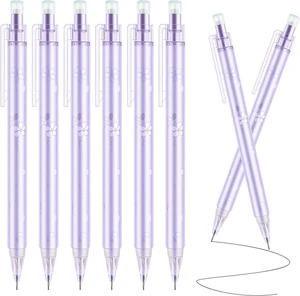 6Pcs Purple Cherry Blossom Mechanical Pencils, 0.5mm & 0.7mm Pencils 6Pcs Purple Cherry Blossom Mechanical Pencils, 0.5mm & 0.7mm Pencils