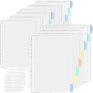 Binder Dividers & Sheet Protectors for 2/3/4 Ring Binder - 3 Sets of 24 Pack A4 Plastic Sleeves with 8 Tab Binder Sleeves, Clear Page Protectors for School, Home & Office Organization Binder Dividers & Sheet Protectors for 2/3/4 Ring Binder - 3 Sets of 24 Pack A4 Plastic Sleeves with 8 Tab Binder Sleeves, Clear Page Protectors for School, Home & Office Organization