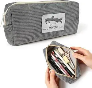 Small Pencil Case Large Capacity Pencil Pouch with Shark, Gray Zippered Pouch for Office Stationery Organizer (Dark grey) Small Pencil Case Large Capacity Pencil Pouch with Shark, Gray Zippered Pouch for Office Stationery Organizer (Dark grey)