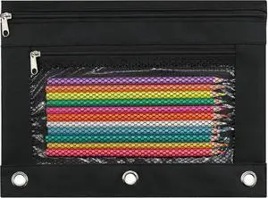 Pencil Pouch for 3 Ring Binder, Pencil Case Bag with Zipper, 600D Fabric Pencil Pouch Holder Accessories, Clear Window Pencil Case Aesthetic Back to School Organizer Pockets for Boy Girl (Black) Pencil Pouch for 3 Ring Binder, Pencil Case Bag with Zipper, 600D Fabric Pencil Pouch Holder Accessories, Clear Window Pencil Case Aesthetic Back to School Organizer Pockets for Boy Girl (Black)