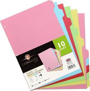 10 Part Dividers 1 Pack of 10 Tabbed Set for 3-Ring Binder, Page Separators for Home, Office, School Organization 8.5 x 11 Inches Pastel Colors 10 Part Dividers 1 Pack of 10 Tabbed Set for 3-Ring Binder, Page Separators for Home, Office, School Organization 8.5 x 11 Inches Pastel Colors