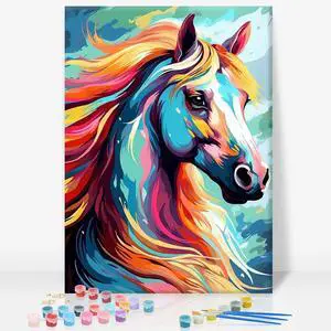Framed Paint by Numbers Kit for Adults, Colorful Horse, 8 x 12 Inch | DIY Adult Paint by Number Kit for Beginners, Horse Wall Decor, Stress Relief Craft Gift, Creative Hobby Framed Paint by Numbers Kit for Adults, Colorful Horse, 8 x 12 Inch | DIY Adult Paint by Number Kit for Beginners, Horse Wall Decor, Stress Relief Craft Gift, Creative Hobby