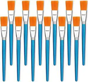 1 Inch Flat Paint Brushes for Acrylic Painting, 12 Pcs Acrylic Paint Brush Bulk, Arts Crafts Paintbrushes with Wooden Handle for Watercolor Oil Face Body Art Kids Adult Artist 1 Inch Flat Paint Brushes for Acrylic Painting, 12 Pcs Acrylic Paint Brush Bulk, Arts Crafts Paintbrushes with Wooden Handle for Watercolor Oil Face Body Art Kids Adult Artist