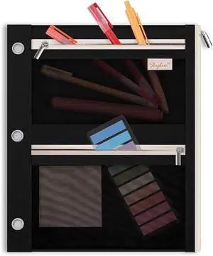 Large Pencil Pouch for 3 Ring Binder, 3 Pockets and Mesh Window Large Pencil Pouch for 3 Ring Binder, 3 Pockets and Mesh Window