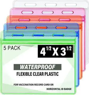 CDC Vaccination Card Holder, Waterproof Sealable Clear Plastic Horizontal ID Card Holder for 4 X 3 to 4.5 X 3.5 Inches Vaccination Immunization Card, Work ID, Key Card, Driver's License(5 Pack) CDC Vaccination Card Holder, Waterproof Sealable Clear Plastic Horizontal ID Card Holder for 4 X 3 to 4.5 X 3.5 Inches Vaccination Immunization Card, Work ID, Key Card, Driver's License(5 Pack)