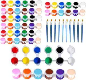5 Packs Mini Acrylic Paint Set, 12 Colors Washable Paint Strips for Kids & Adults - Includes 10 Brushes (5 Flat + 5 Pointed), 60 PCS kids Paint Kits for Easter Eggs, Birthday, Classroom Party 5 Packs Mini Acrylic Paint Set, 12 Colors Washable Paint Strips for Kids & Adults - Includes 10 Brushes (5 Flat + 5 Pointed), 60 PCS kids Paint Kits for Easter Eggs, Birthday, Classroom Party