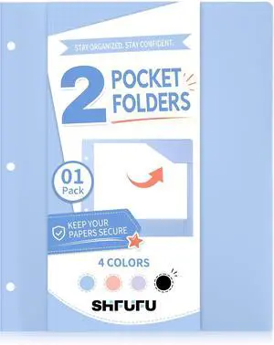2-Pocket Folder, Heavy Duty Plastic Folder with 3 Hole Punched, Fit for 3 Ring Binder, Letter Size Binder Folder for School Office (Blue, 1 Pack) 2-Pocket Folder, Heavy Duty Plastic Folder with 3 Hole Punched, Fit for 3 Ring Binder, Letter Size Binder Folder for School Office (Blue, 1 Pack)