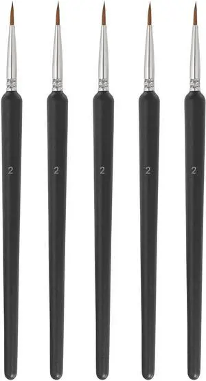 5 Pcs Detail Paint Brushes Set, 12mm Fine Pointed Tip Miniature Paint Brushes for Acrylic Painting Oil Watercolor(2), Black 5 Pcs Detail Paint Brushes Set, 12mm Fine Pointed Tip Miniature Paint Brushes for Acrylic Painting Oil Watercolor(2), Black