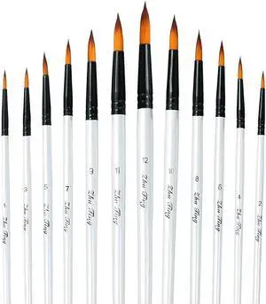 Acrylic Paint Brushes Set, 12pcs Professional Round-Pointed Tip Artist Paintbrushes for Acrylic Watercolor Oil Painting, Face Body Nail Art, Crafts, Canvas, Rock, Shoes, Miniature Model & Fine Detail Acrylic Paint Brushes Set, 12pcs Professional Round-Pointed Tip Artist Paintbrushes for Acrylic Watercolor Oil Painting, Face Body Nail Art, Crafts, Canvas, Rock, Shoes, Miniature Model & Fine Detail