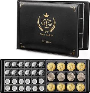 AITIME 312 Pockets Coin Collection Holder Album for Collectors, Coin Book | Two Pocket Size,Coin Collecting Supplies for Silver Dollar,Dime,Cent,Nickel,Quarter, Half Dollar AITIME 312 Pockets Coin Collection Holder Album for Collectors, Coin Book | Two Pocket Size,Coin Collecting Supplies for Silver Dollar,Dime,Cent,Nickel,Quarter, Half Dollar