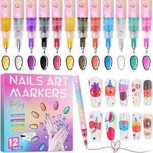 12 Color Nail Art Pens, 0.5mm Nail Polish Pens Set, Acrylic Paint Nail Markers for Nail Art, Quick-Drying Drawing Point Liner Pen for DIY Nails Art Design Manicure Salon Tools 12 Color Nail Art Pens, 0.5mm Nail Polish Pens Set, Acrylic Paint Nail Markers for Nail Art, Quick-Drying Drawing Point Liner Pen for DIY Nails Art Design Manicure Salon Tools