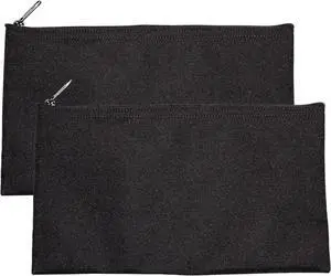 Cloth Zipper Pouch 2-Pack, Black, 11 x 6 inches | 11 x 6 inches, Travel Toiletry, Cosmetics, Stationary Case Cloth Zipper Pouch 2-Pack, Black, 11 x 6 inches | 11 x 6 inches, Travel Toiletry, Cosmetics, Stationary Case