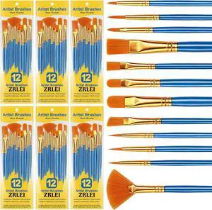 Paint Brushes Set, 6 Pack 72 Pcs Round Pointed Tip Artist Paintbrushes for Acrylic Painting Oil Watercolor Oil Watercolor & Miniature Painting, Suitable for Kids & AdultsBlue Paint Brushes Set, 6 Pack 72 Pcs Round Pointed Tip Artist Paintbrushes for Acrylic Painting Oil Watercolor Oil Watercolor & Miniature Painting, Suitable for Kids & AdultsBlue
