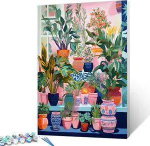 Colorful Potted Plants Digital Painting Paint by Numbers Kit for Adults Acrylic Oil Painting Set Painting for Beginners Tropical Green Leafy Plants Drawing Wall Decor Gift 12x16 in (Frameless) Colorful Potted Plants Digital Painting Paint by Numbers Kit for Adults Acrylic Oil Painting Set Painting for Beginners Tropical Green Leafy Plants Drawing Wall Decor Gift 12x16 in (Frameless)