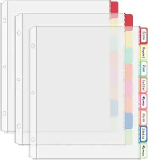 Binder Dividers with Tabs, 8 Tab Clear Sheet Protectors for 3 Ring Binder, White Dividers for 3 Ring Binder Page Protectors, Notebook Binder Sleeves with Pockets, 3 Set (24 Pcs) Binder Dividers with Tabs, 8 Tab Clear Sheet Protectors for 3 Ring Binder, White Dividers for 3 Ring Binder Page Protectors, Notebook Binder Sleeves with Pockets, 3 Set (24 Pcs)