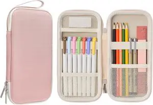 Slim Pen Pencil Case, Pen Organizer for School Office -Pink | Lightweight Travel Journal EVA Hard Shell Pencil Pouch Bag with Elastic Band, Cute Zipper Pen Holder for Girls, Boys Slim Pen Pencil Case, Pen Organizer for School Office -Pink | Lightweight Travel Journal EVA Hard Shell Pencil Pouch Bag with Elastic Band, Cute Zipper Pen Holder for Girls, Boys