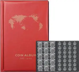 Coin Album for Collectors,340 Pockets Coin Collection Book | Coin Holder Display Storage Album, Collecting Sleeves Organizer Supplies for Coins, Pennies, Quarters, Badges, Red Coin Album for Collectors,340 Pockets Coin Collection Book | Coin Holder Display Storage Album, Collecting Sleeves Organizer Supplies for Coins, Pennies, Quarters, Badges, Red