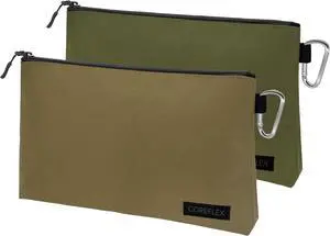 2 Pack Premium Tool Pouch Zipper Bag with internal pockets, 12inch Tool Bag, Multipurpose Storage pouch, Flat Bottom for stand alone (2 Pack, Tan, Olive) 2 Pack Premium Tool Pouch Zipper Bag with internal pockets, 12inch Tool Bag, Multipurpose Storage pouch, Flat Bottom for stand alone (2 Pack, Tan, Olive)