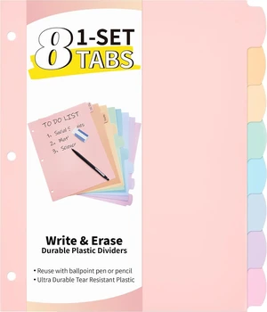 8 Tabs Binder Dividers for 3 Ring Binders, Write & Erase, 1 Set 8 Tabs Binder Dividers for 3 Ring Binders, Write & Erase, 1 Set
