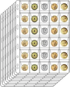 300 Pockets Coin Pages for Collectors, Coin Collection Page fit Most Binder | Standard 9-Hole Coin Collecting Supplies, Coin Sleeves for Coin, Stamp, Badges etc (30 Pocket - 10 Sheets) 300 Pockets Coin Pages for Collectors, Coin Collection Page fit Most Binder | Standard 9-Hole Coin Collecting Supplies, Coin Sleeves for Coin, Stamp, Badges etc (30 Pocket - 10 Sheets)