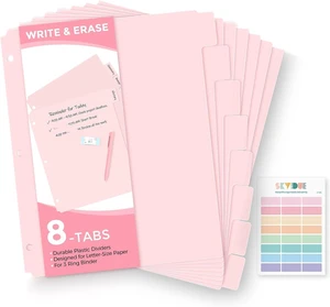 8 Tab Write & Erase Durable Plastic Dividers for 3 Ring Binders 8 Tab Write & Erase Durable Plastic Dividers for 3 Ring Binders