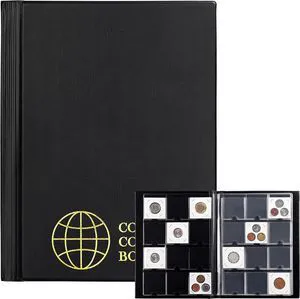 Coin Flip Holder Albums - 120 Pockets 2x2 inches | Collection Storage Book Holder Supplies for Pounds Pence Cents CS4312BK Coin Flip Holder Albums - 120 Pockets 2x2 inches | Collection Storage Book Holder Supplies for Pounds Pence Cents CS4312BK