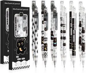 12Pcs Black Cute Cat Mechanical Pencils,0.5mm Pencil Set with Eraser 12Pcs Black Cute Cat Mechanical Pencils,0.5mm Pencil Set with Eraser