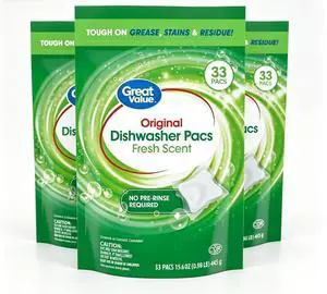33 Count Dishwasher Detergent Pods, Grease & Stain Remover, Septic System Safe 33 Count Dishwasher Detergent Pods, Grease & Stain Remover, Septic System Safe